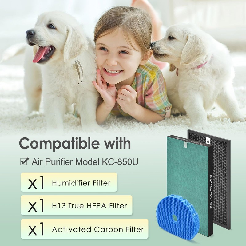 HSIAMEN Filter Compatible with Sharp KC-850U & KC-C100U Air Purifier,