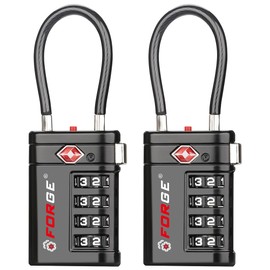 Forge TSA Approved Luggage Locks 4 Digit Combination TSA Travel Locks with TSA008, Open Alert Indicator, Zinc Alloy Body for Luggage, Suitcase, Backpack, and More. Black 2 Locks.
