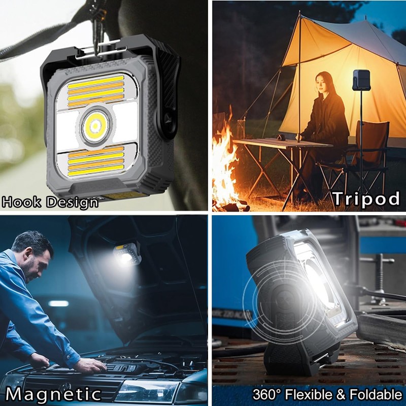 LED Solar Portable Camping Lights with Stand dimmable,Magnetic Work Lights