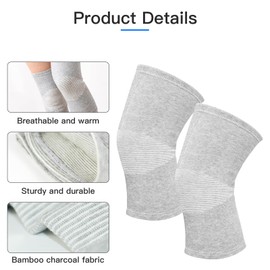 One Compress Bamboo Knee Sleeves For Women & Men Knee Pain, Elastic Compression Leg Sleeves for Arthritis, Original 2-Pack (Gray, Large(75-90KG))