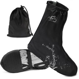 Rain Cover Shoes Bicycle Overshoes Rain Shoes Waterproof Overshoes Rain Overshoes Winter Proof Waterproof Gaiters Rain Overshoes with Reflective Strips Black for Men Women, black