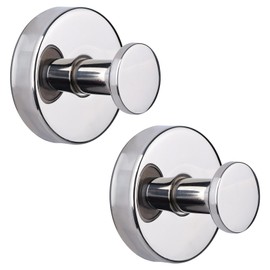 Neknock Suction Cup Hooks for Shower, Towel Hooks for Bathroom Kitchen Glass Mirror Tile, Stainless Steel Suction Hooks for Hanging Towel Coat Loofah Robe up to 15 lbs, 2 Pack (Chrome)