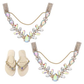 FINGERINSPIRE 1 Pair Rhinestones Flip Flops Chains Bling Shoe Charms Chains Shoes Decorations Alloy & Acrylic Rhinestone Boot Strap Chain Crystal AB Rhinestones Shoe Chain for Flip Flops Boot Straps