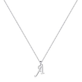 Yoosteel Sterling Silver Initial Necklaces for Women, 925 Sterling Silver Initial A Letter Necklace for Women Dainty Tiny Sterling Silver Initial Necklaces for Birthday Gifts