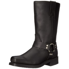 Ad Tec RIDETECS Mens 13in Harness Straps Heavy Duty Oiled Leather Motorcycle Boots, Black - Waterproof, Soft Toe, and Heel Motocross Boots For Men