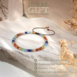 ZOKCC 40th Birthday Gifts for Women, Natural Rainbow Stone Bracelet Birthday Gifts for Mom Daughter Grandma Sister Friends Coworker