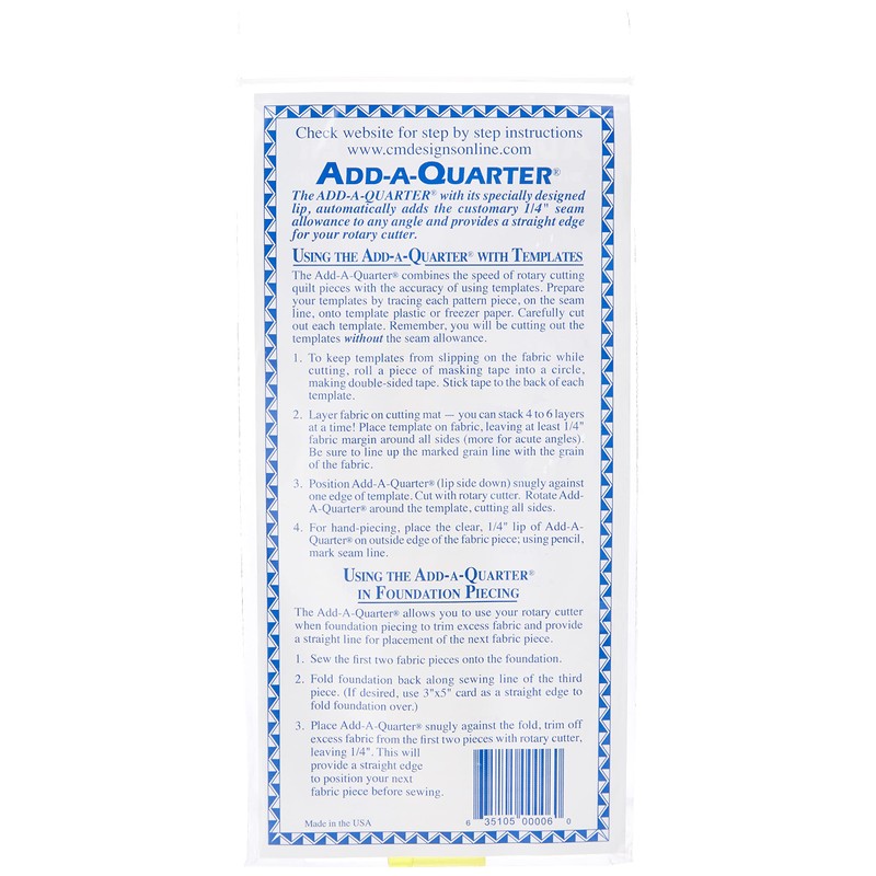 Colonial 6CMD Add-A-Quarter Ruler, 6-Inch, Yellow