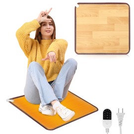 QOUBAI PVC 110V Heated Floor Mat Heater for Foot Warmer Under Desk 22 x 20 Inch Electric Heating Pad Energy Saving Carpet Pad Indoor Floor Heated Rug for Home Office Bathroom House Brown