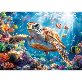 lamplig Puzzles for Adults 1000 Pieces- Sea Turtle Puzzle 1000 Piece, Challenging Ocean Jigsaw Puzzles with Letter on Back, Gifts for Adults, Stress Relief, Birthday & Game Night with Guide Poster