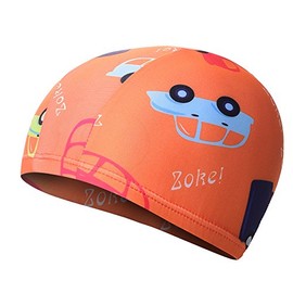 Swim Cap, Kids Swim Cap, Swimming Cap, Swimming Cap, Swimming Cap, One Size Fits Most, Loose Fit, Boys, Girls, Unisex, Kids, Students, Quick Drying, For Hot Springs, Pool, Sea Bathing (Car Orange)