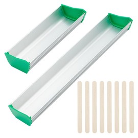 FINGERINSPIRE 2 Sizes Scoop Coater Aluminum Screen Coater with 50pcs Wooden Cakesicle Sticks Dual Edge Emulsion Scoop Durable Platinum Scoop Coating Tool for Silk Screen Printing Supplies