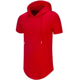 Aiyino Men's S-5X Big And Tall Short Sleeve Fashion Athletic Hoodies Sport Sweatshirt Hip Hop Pullover 5XL Red