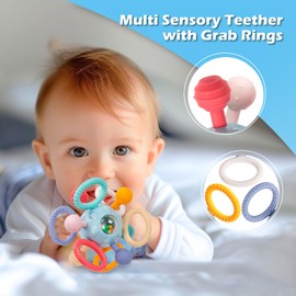 Montessori Teething Toys for Babies 0-6 6-12 Months, Baby Teether Sensory Toys for 0 3 6 9 12 18 Months, Newborn Infant Learning Toys for 1 2 Year Old Boys Girls