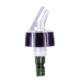 Spill-Stop 397-26 Posi-Por Pourer, 1-1/4 oz., Clear with Black Collar, Made in USA, Pack of 12, Oil and Liquor Stopper Spout, Bottle Mouth, Flip Tops