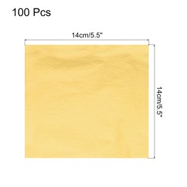 MECCANIXITY 100 Pcs Gold Leaf Sheets 5.5" x 5.5" Imitation Gold Foil Sheets for Crafts,Picture Frames,Sculpture,Nails and DIY Arts Decoration,Golden Yellow