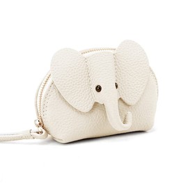 JoveJek Women's Coin Purse, Cute Elephant Coin Purse with Key Holder, Mini Wallet, Handheld, Soft, Lightweight, Solid, Birthday, Daughter, Mother's Day, Great Gift, beige