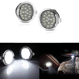 PGONE 2PC Full LED Side Under-Mirror Puddle Light Lamp Assembly Replacement For F ord F-150 Expedition Explorer Edge Flex Fusion Taurus X Lincoln Mercury, (White)