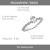 LeCalla 925 Sterling Silver Rhodium Plated Ring Oval-Cut Cubic Zirconia
