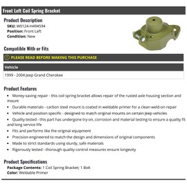 Front Left Driver Side Coil Spring Bracket - Compatible with 1999-2004 Jeep Grand Cherokee