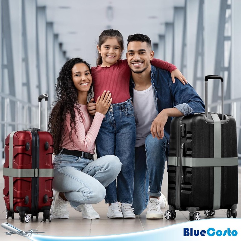 BlueCosto Luggage Straps for Suitcase - Silver, 6.5 ft x