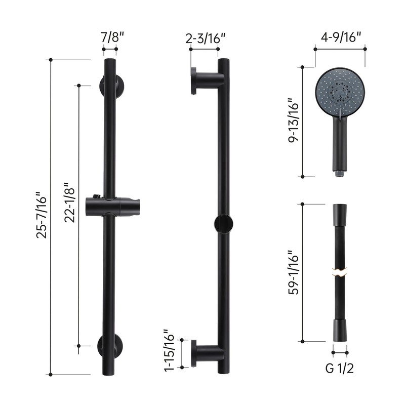 KES Adjustable Shower Head Holder with Slide Bar Combo, Handheld