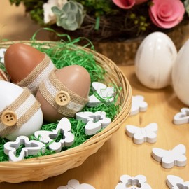 com-four® Scatter Decoration Spring, Easter - Decorative Heart, Butterfly, Flower Made Of Wood - Table Decoration - Spring Decoration - Easter Decoration