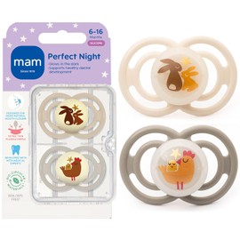 MAM Perfect Night 2 Piece Baby Pacifier, Unisex, 6+ Months