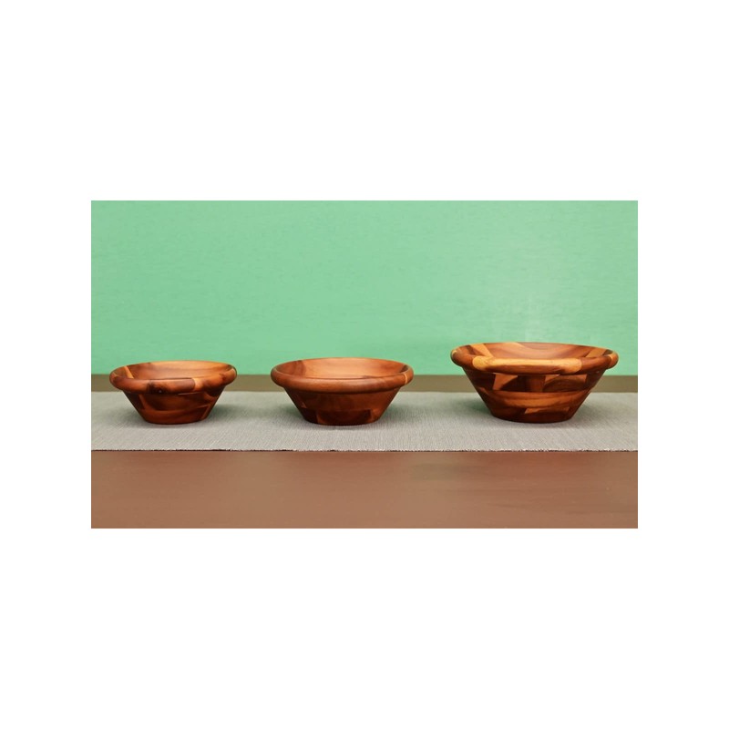 スワンソン商事 サラダボウル 木製 アカシア ブラウン 直径15.0×高さ6.0cm 木製の温かみ 食卓に馴染むおしゃれなデザイン SB-150AB S