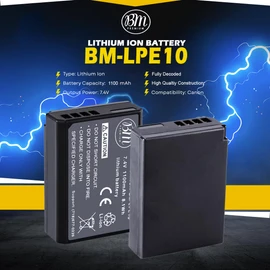 BM Premium 2-Pack of LP-E10 Batteries for Canon EOS Rebel T3, T5, T6, T7, T100, Kiss X50, Kiss X70, EOS 1100D, EOS 1200D, EOS 1300D, EOS 2000D, EOS 4000D Digital Camera