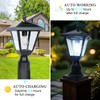 Jalarox Solar Post Lamp Lights, Metal and Glass Built Dusk