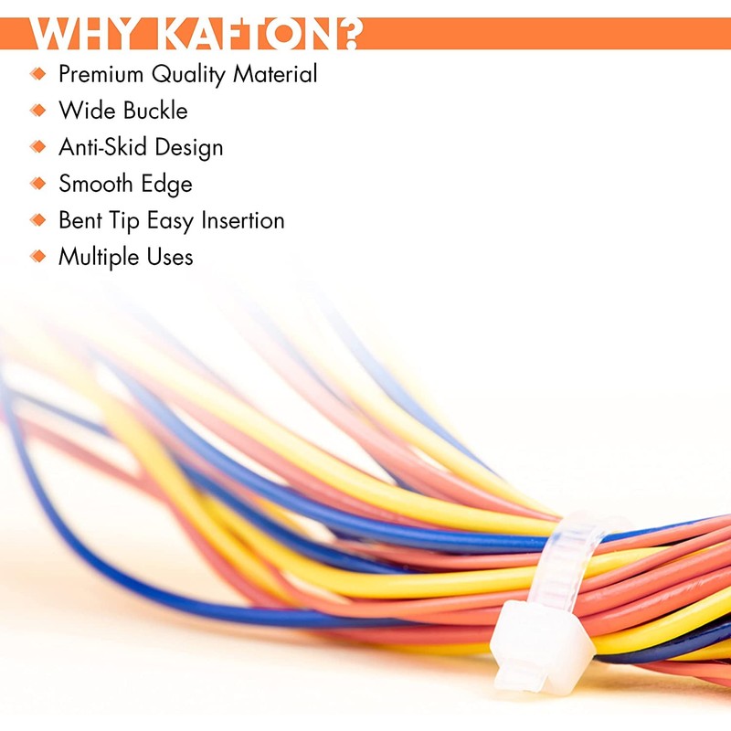KafTon Pack of 100 Yellow Cable Zip Ties, UL Nylon,