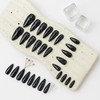 24PCS Long Stiletto Black French Press On Nails – Glossy