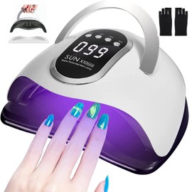 66 Luces Lámpara UV para Uñas,Secador de Uñas,Lámpara de Uñas LED de 280 W Rápido,sensor de uñas con un par de guantes,con 4 Ajustes de Temporizador y Pantalla LCD,mango portátil