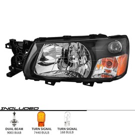 EPIC LIGHTING Halogen Replacement Spec Headlights Compatible with SUBARU 03-04 FORESTER [ SU2502111 SU2503111 84001SA030 84001SA020 ] Pair