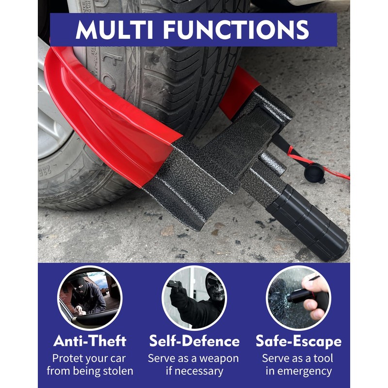 Dodomes Universal Wheel Lock Heavy Duty Security Tires Lock Trailer