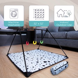 Travel Play Mat for Babies 0-6 Months, Baby Play Mat, Newborn Essentials, Tummy Time Mat, Baby Mat for Floor, Play Mat for Babies 6-12 Months Crosses Pattern (Polka Dots)