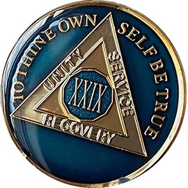 Ranger Industries 29 Year AA Medallion Metallic Midnight Blue Sobriety Chip XXIX