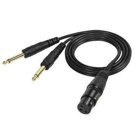 GELRHONR Dual 1/4 Inch to XLR Microphone Cable, 3 Pin XLR Female to Dual 6.35 mm 1/4 TS Mono Y Splitter Cable for Instruments, Mixers, Amplifiers, Guitar, Bass, Speakers, Audio Recording, PC 3.2 Ft