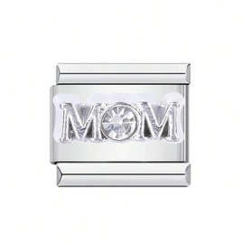M&S Mum Dad Niece Sister Aunt Family Football Star Moon Stainless Steel 9mm Italian Link Charm Compatible With Nomination Bracelet (Mom Mum)