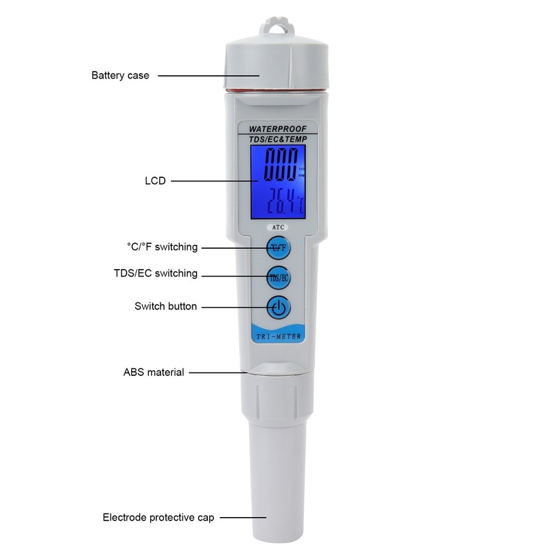 Water Quality Analyzer EC/TDS Monitor Conductivity Meter for Drinking Water