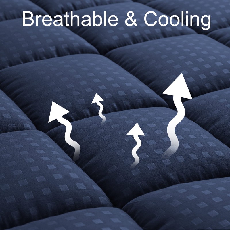 HYLEORY King Mattress Pad Quilted Fitted Mattress Protector Cooling Pillow