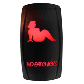 50 Caliber Racing 50 Caliber Racing Rocker Switch ON/Off LED Backlit -No Fat Chicks- UTV, Auto, Boat 20A 12V (5359A12 Red)