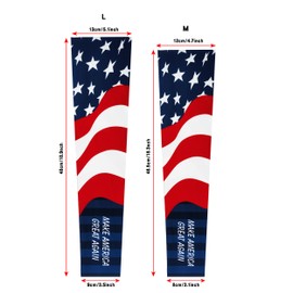Bilymate USA Flag Cooling Arm Sleeves for Men & Women, Seamless Compression UV Sun Protection UPF 50+, Tattoo Cover, M Size