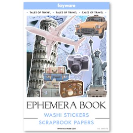 300+ Travel Stickers for Scrapbooking & 20 A5 Papers - Pre-Cut Washi Stickers for Journaling, Vintage Travel Scrapbooking Supplies, FAYWARE Junk Journals Stickers