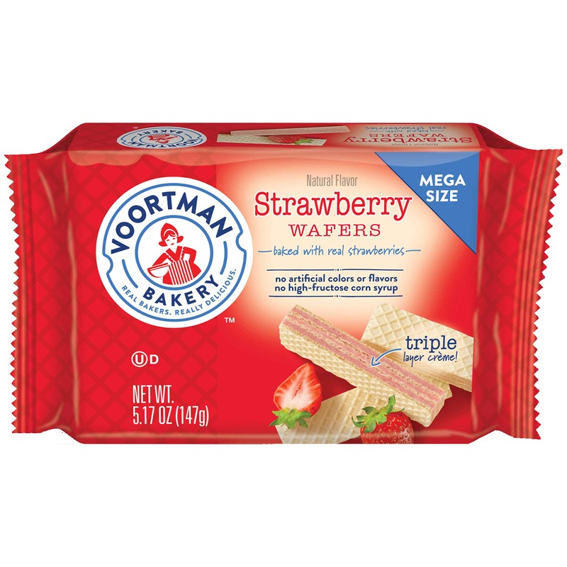 Voortman Bakery Strawberry Wafers, Mega Size, 5.17 oz, Case of