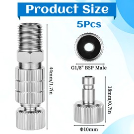 5 Pcs 1/8 Inch Female Connectors and Male Adapters Adjustment Control Valve Airbrush Quick Release Coupling Disconnect Adapter Kit Airbrush Accessories for Air Compressor, Airbrush Hose