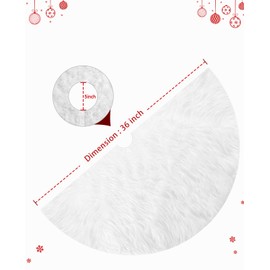 Soqool Christmas Tree Skirt - White 36 Inches Faux Fur Plush Artificial Xmas Tree Skirt Holiday Party Merry Christmas Party Decorations Xmas Tree Skirts Base Mat Thick Velvet Rugs Home Decor
