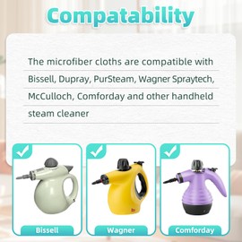 Nicemiya 10 Pack Microfiber Cloth for Handheld Steam Shot, Steam Cleaner Accessories, Reusable Washable Steam Mop Pads Compatitable with Bissell, Wagner, Dupray, McCulloch