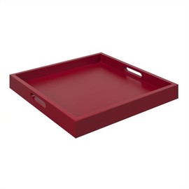 Pemberly Row Contemporary Tray in Red Wood Finish with Handles
