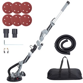 Drywall Sander, 750W Electric Sander with 6 Pcs Sanding discs, 7 Variable Speed 800-1700RPM RPM Wall Sander with Extendable Handle, LED Light, Long Dust Hose, Storage Bag